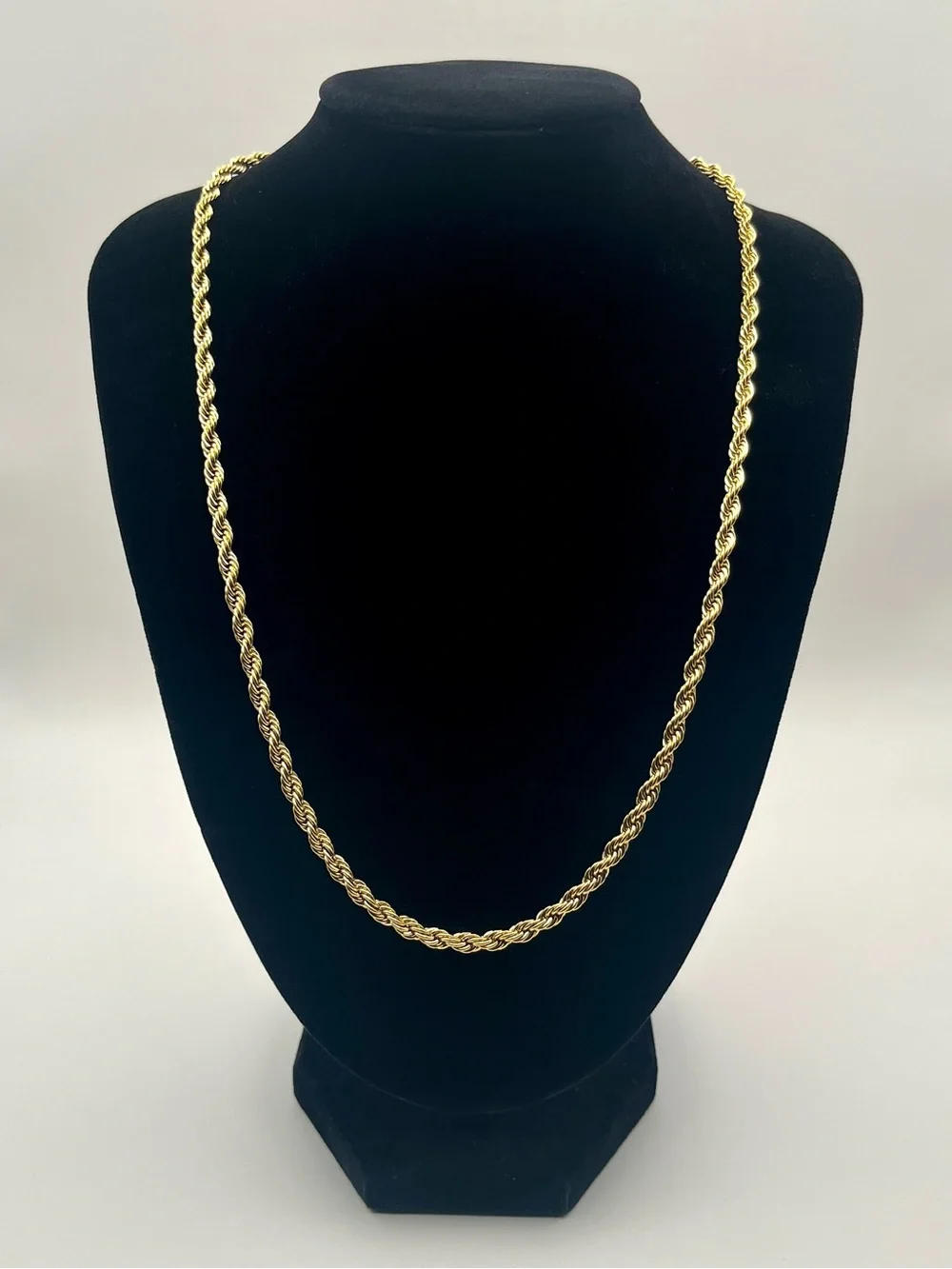 18K Gold PVD Plated 4mm Rope Chain 22” Stainless Steel Necklace